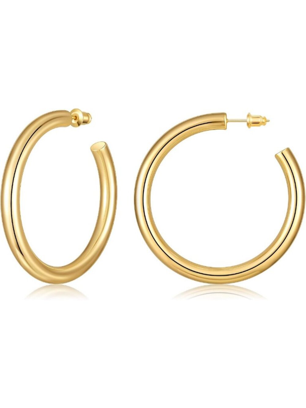 Chunky Gold Plated Open Hoop Earrings | Lightweight C Shape Design, Trendy Gift
